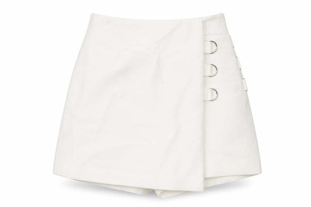 Bershka Womens White Polyester Skort Skirt Size XS Zip