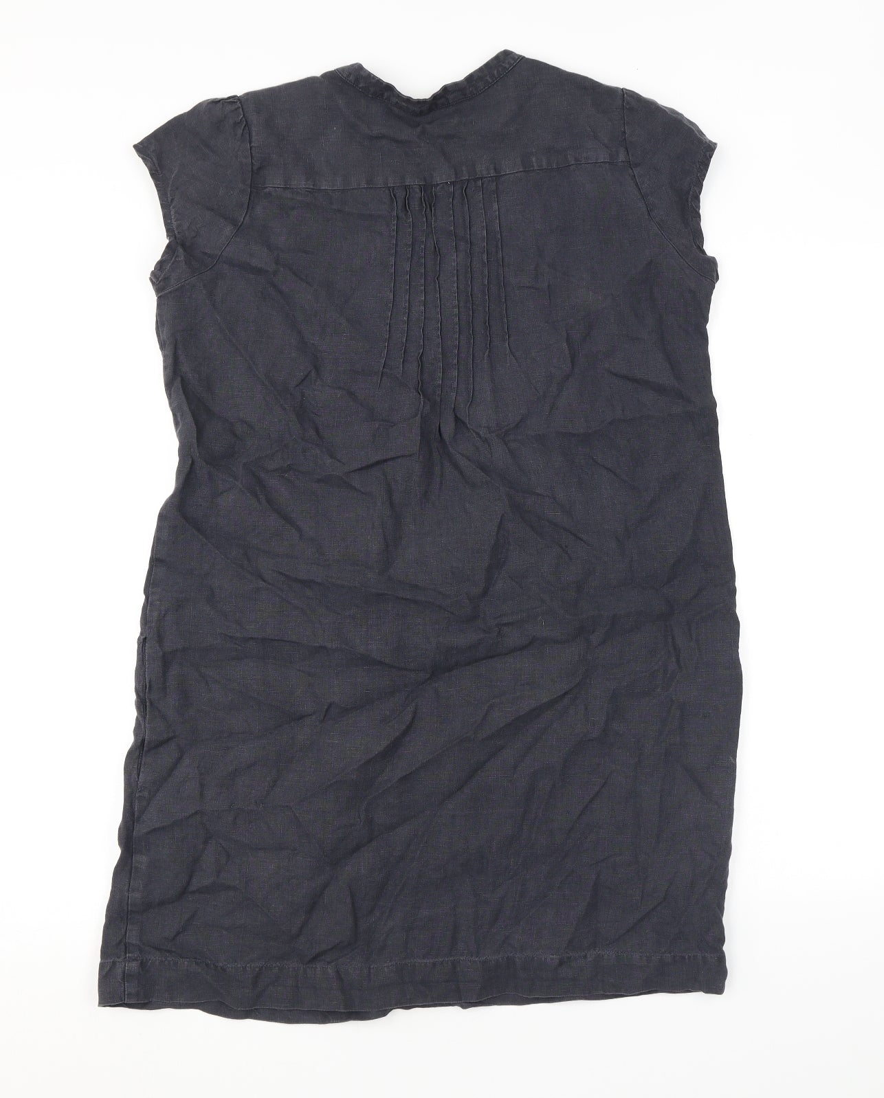 The White Company Womens Grey Linen A-Line Size 12 V-Neck Button
