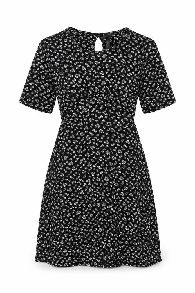 NEXT Womens Black Geometric Viscose Mini Size 8 Round Neck Pullover