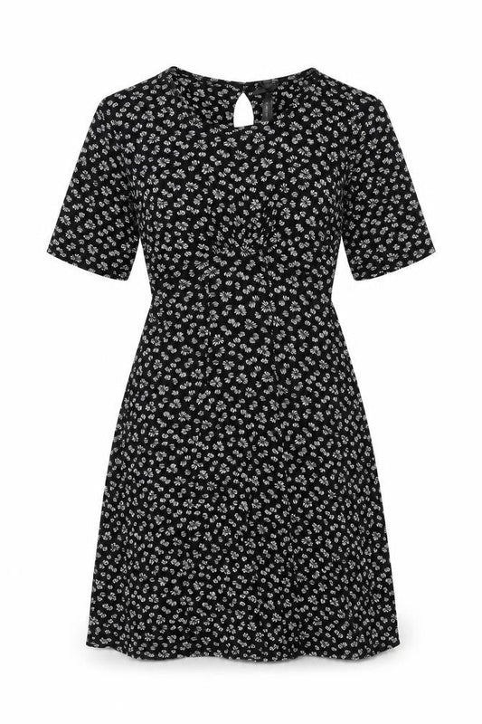 Next Womens Black Geometric Viscose Mini Size 8 Round Neck Pullover