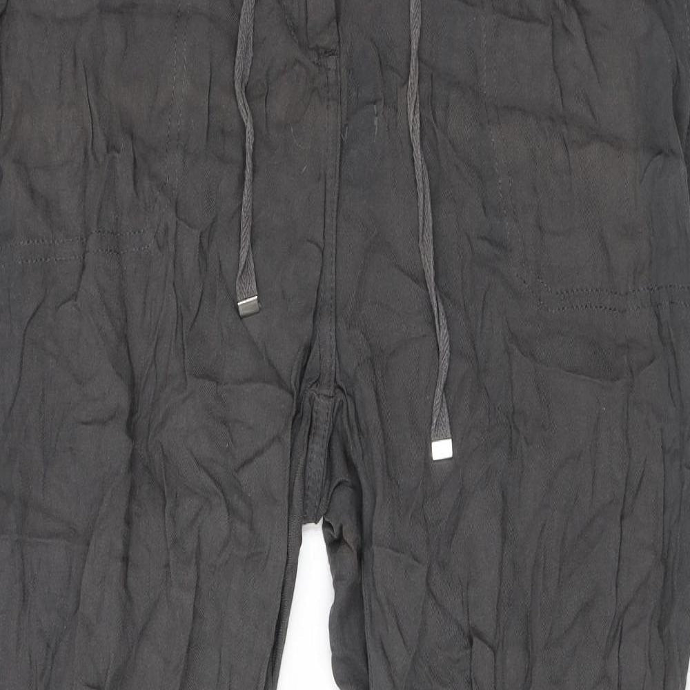 Dorothy Perkins Womens Grey Viscose Trousers Size 14 L27 in Regular Zip - Pockets