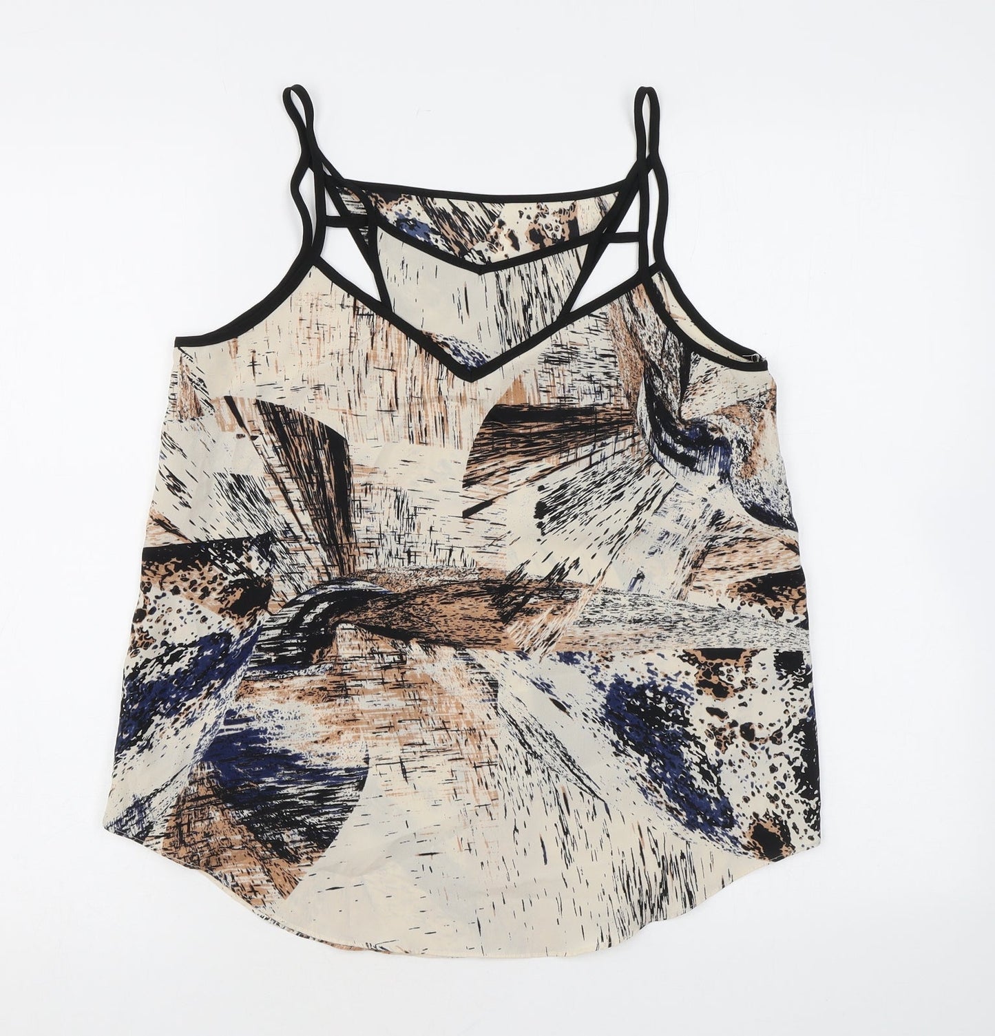 Sparkle & Fade Womens Beige Geometric Polyester Camisole Tank Size S Halter