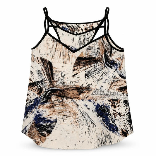 Sparkle & Fade Womens Beige Geometric Polyester Camisole Tank Size S Halter