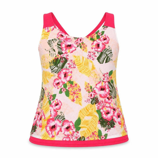Avon Womens Pink Floral Polyester Basic Tank Size 10 Scoop Neck