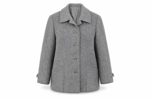 St Michael Womens Grey Pea Coat Coat Size 16 Button - Vintage