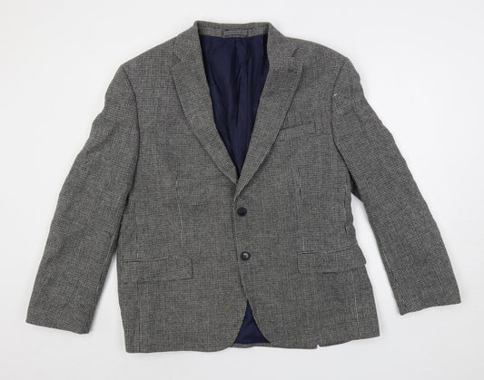 Marks and Spencer Mens Grey Geometric Wool Jacket Blazer Size 44 Regular