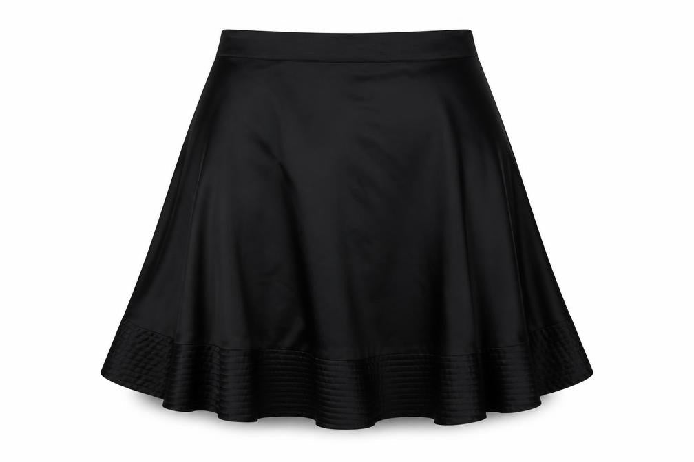 H7M Womens Black Polyester Flare Skirt Size 8 Button