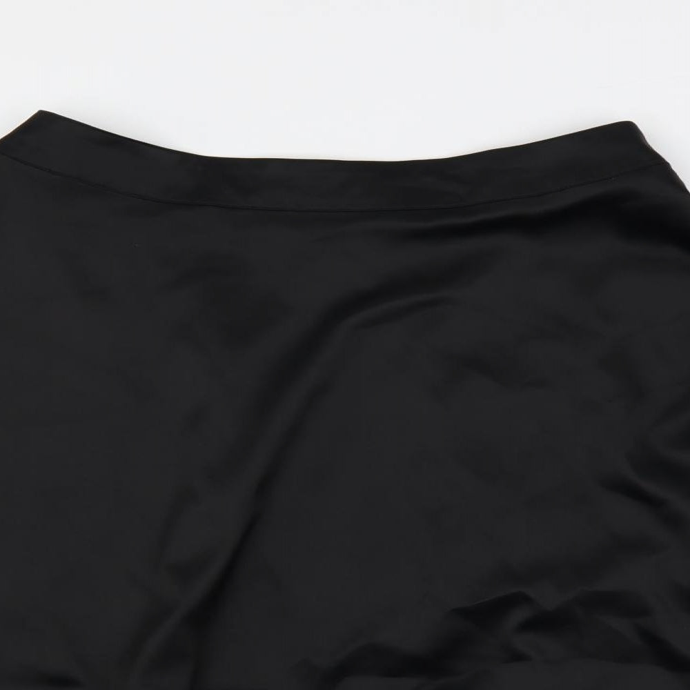 H7M Womens Black Polyester Flare Skirt Size 8 Button