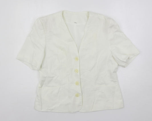 Gayle Glass Womens White Jacket Blazer Size 16 Button