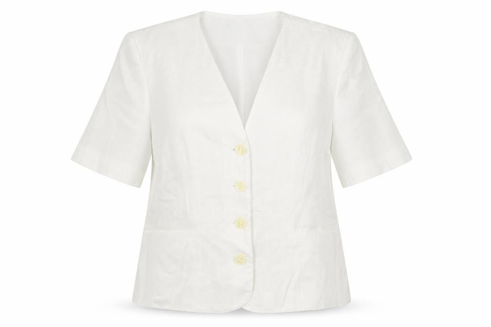 Gayle Glass Womens White Jacket Blazer Size 16 Button