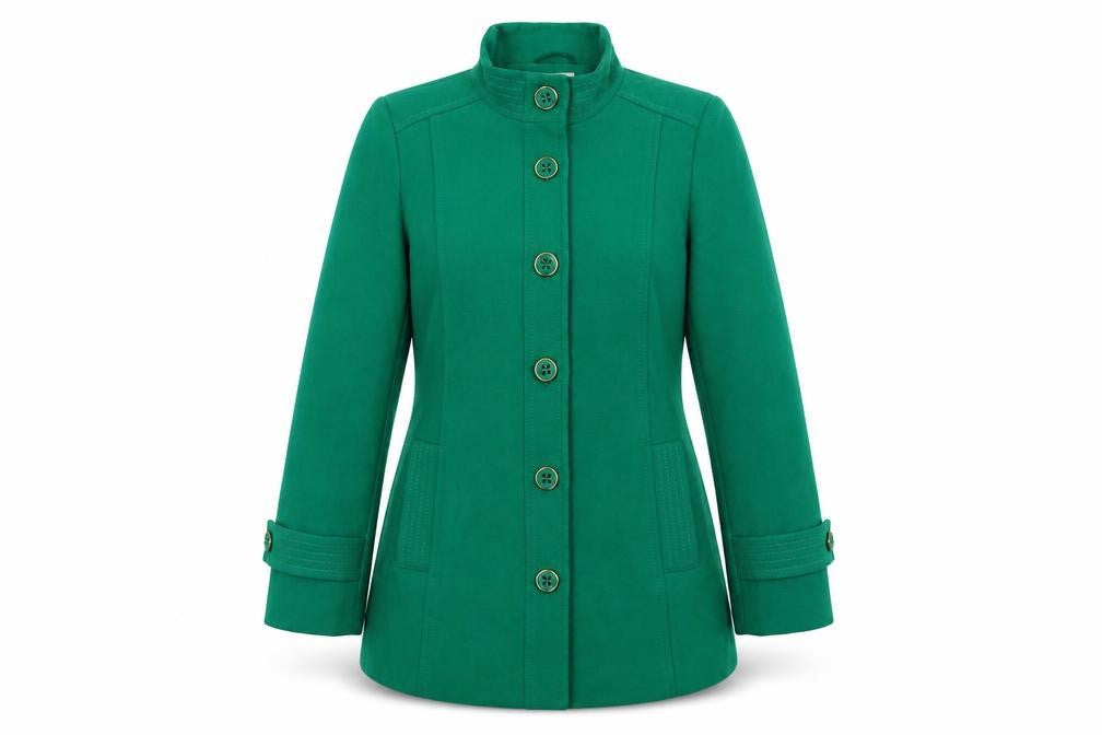 Classic Womens Green Pea Coat Coat Size 12 Button