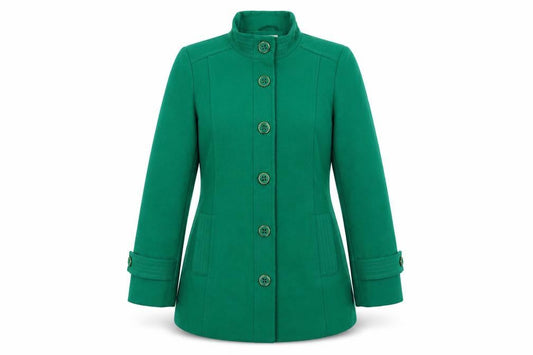 Classics Womens Green Pea Coat Coat Size 12 Button