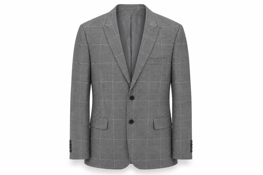 Moss 1851 Mens Grey Plaid Polyester Jacket Suit Jacket Size 44 Regular
