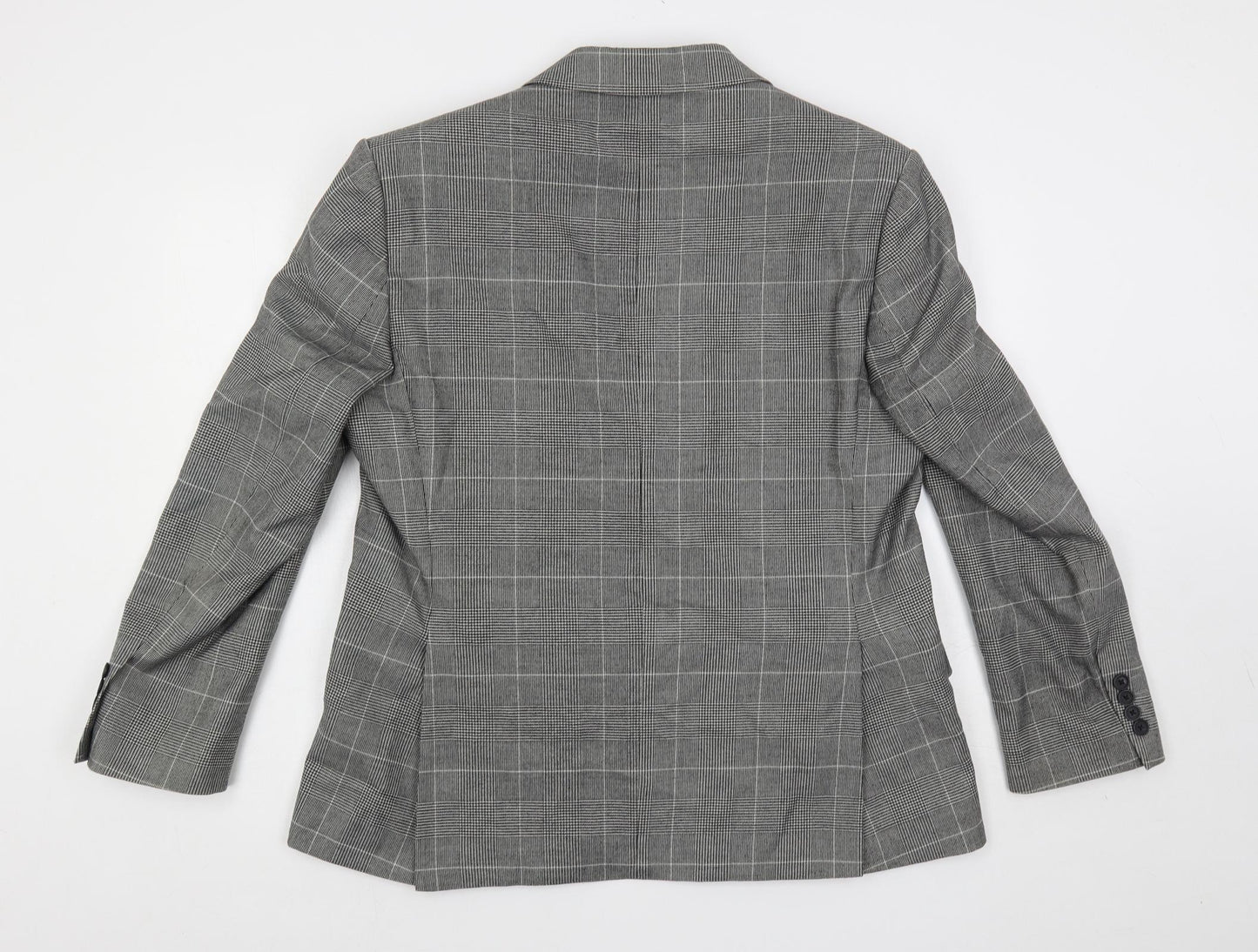 Moss 1851 Mens Grey Plaid Polyester Jacket Suit Jacket Size 44 Regular