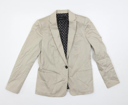 Mango Womens Beige Jacket Blazer Size 8 Button
