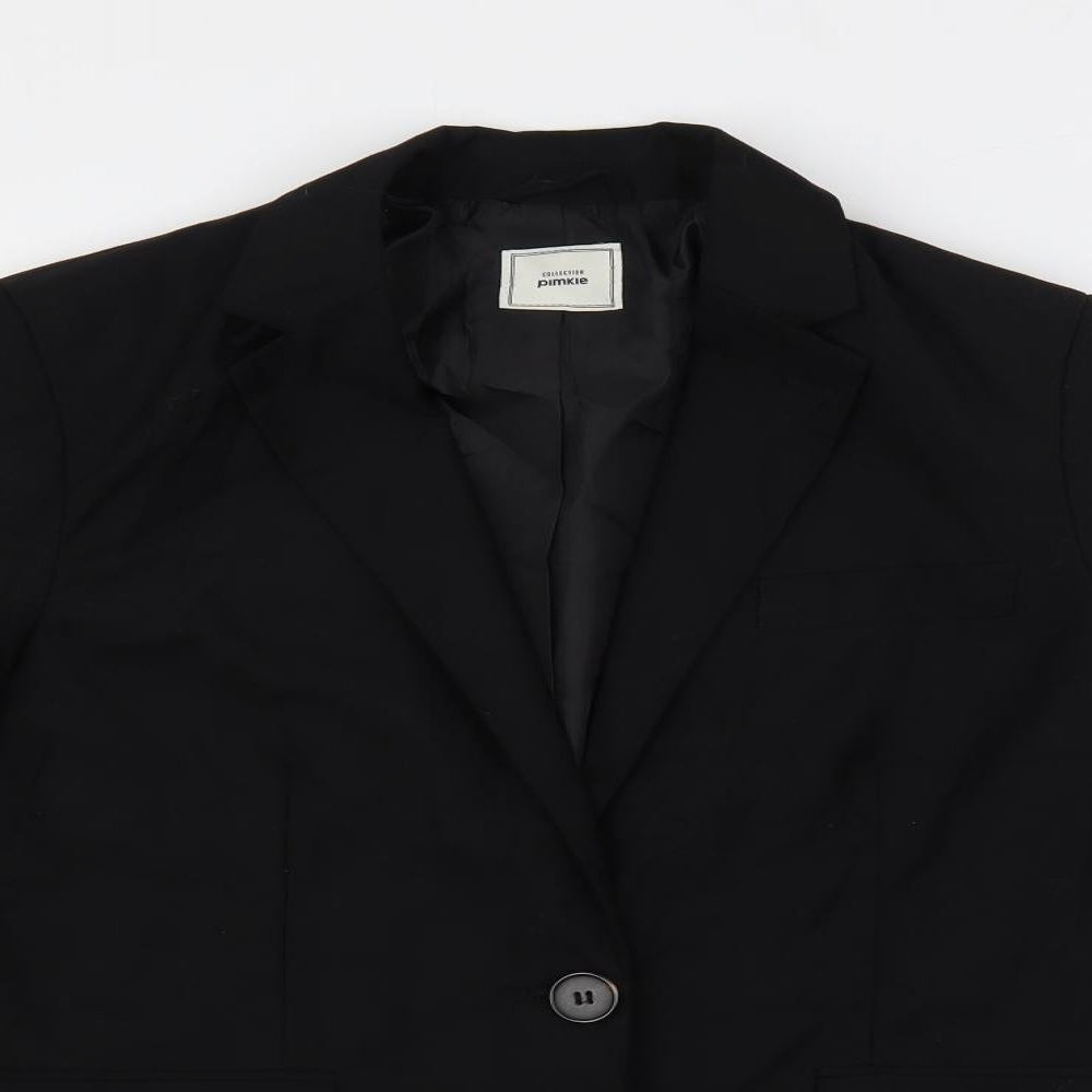 Pimkie Womens Black Jacket Blazer Size 10 Button