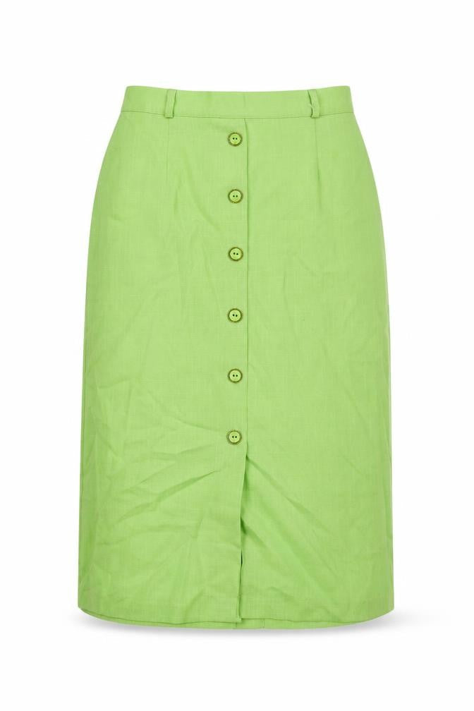 C&A Womens Green Polyester A-Line Skirt Size 16 Buckle