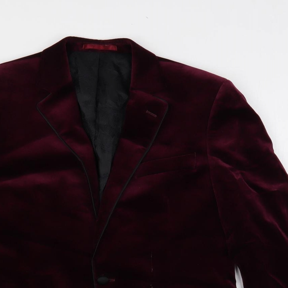 Brook Taverner Mens Red Polyester Jacket Blazer Size 38 Regular