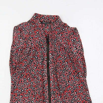 Warehouse Womens Red Floral Polyester Basic Blouse Size 6 Collared