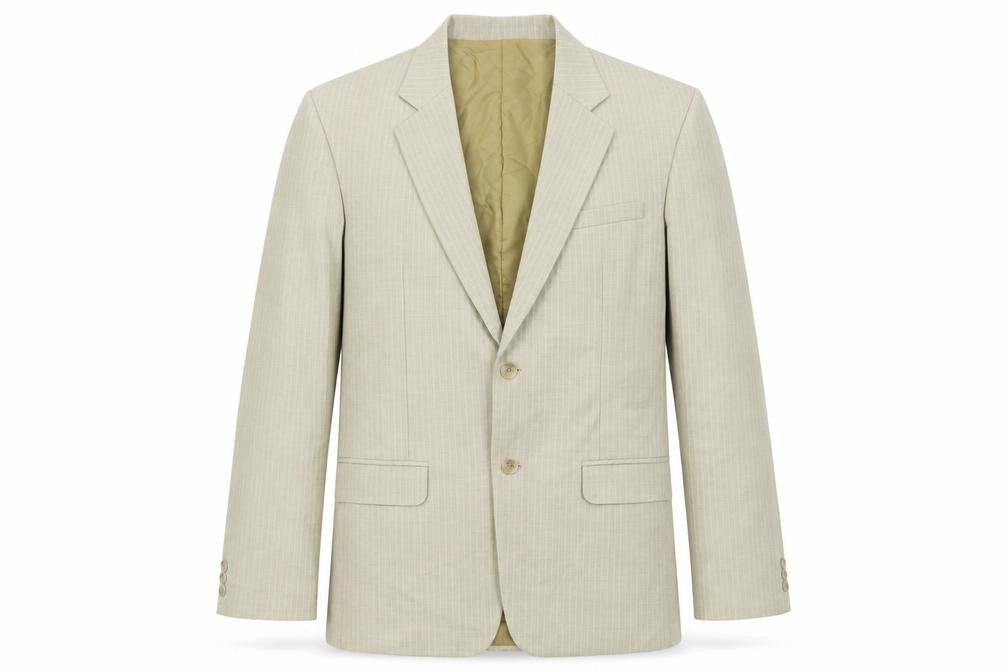 Gio gio Mens Beige Striped Polyester Jacket Suit Jacket Size 40 Regular