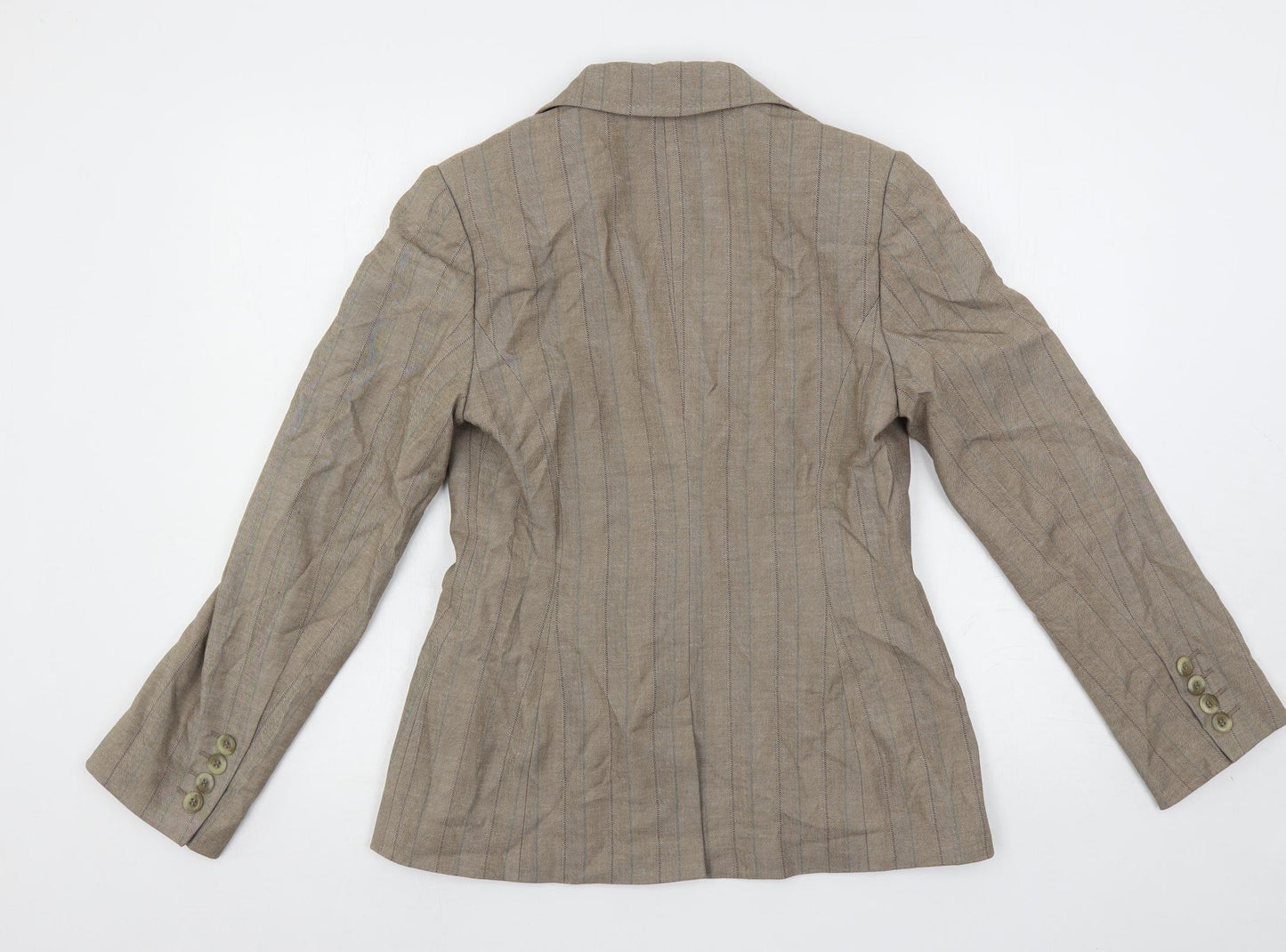 NEXT Womens Beige Striped Jacket Blazer Size 10 Button