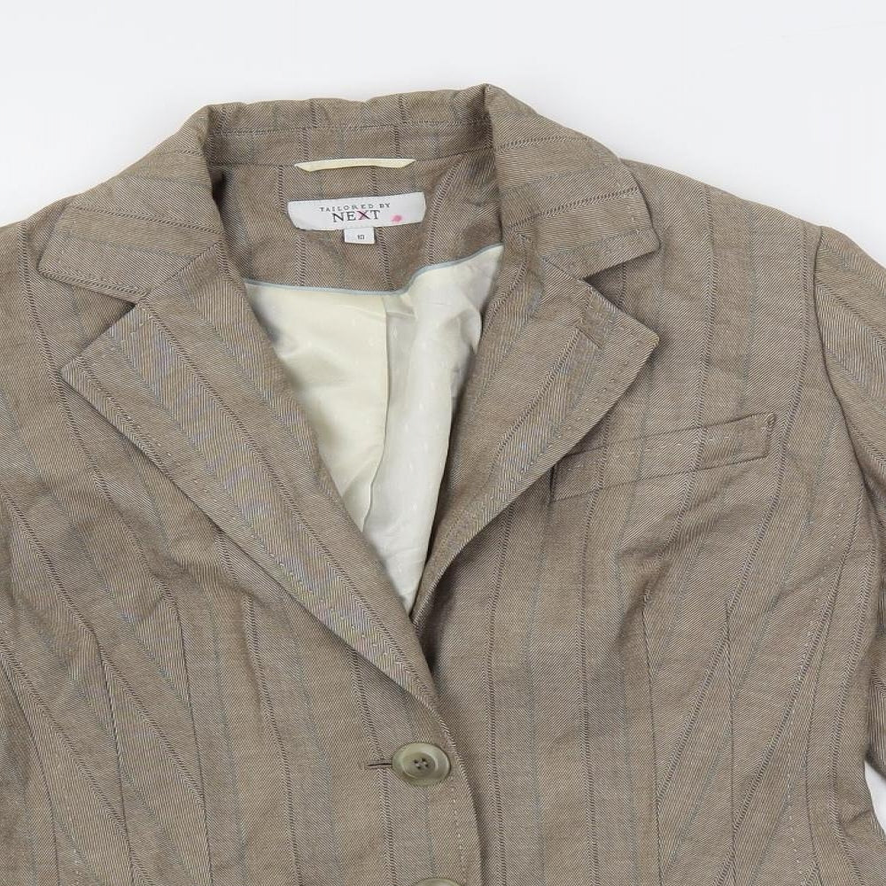 NEXT Womens Beige Striped Jacket Blazer Size 10 Button