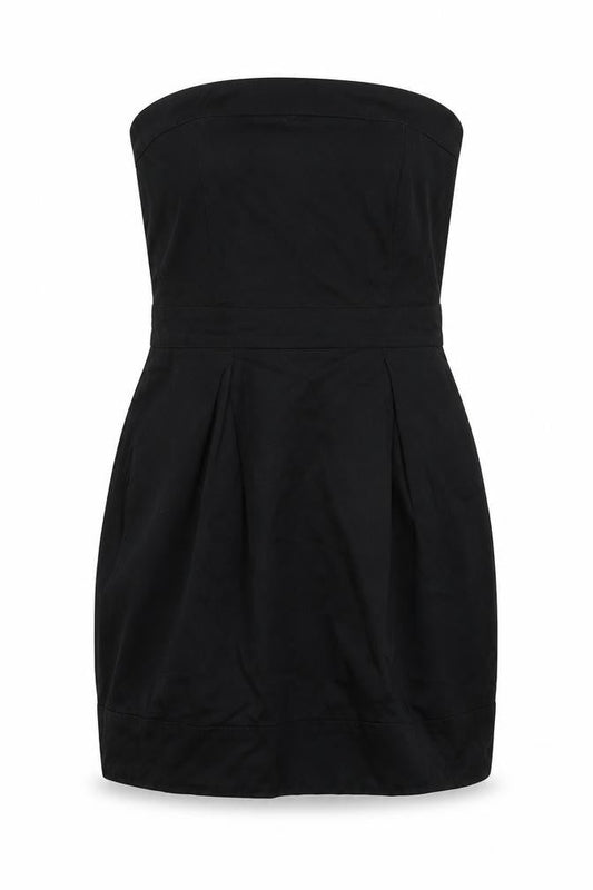 French Connection Womens Black Cotton Mini Size 12 Off the Shoulder Zip - Strapless