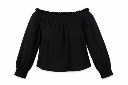 H&M Womens Black Polyester Cropped Blouse Size S Off the Shoulder