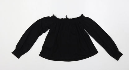 H&M Womens Black Polyester Cropped Blouse Size S Off the Shoulder