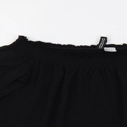 H&M Womens Black Polyester Cropped Blouse Size S Off the Shoulder