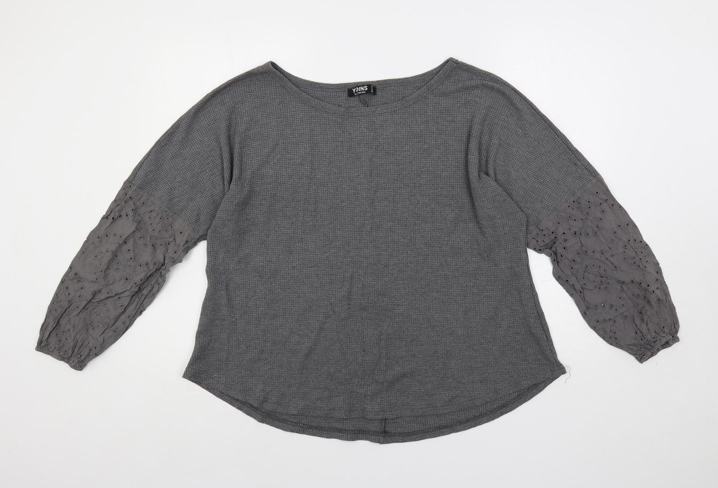 Yoins Womens Grey Polyester Basic T-Shirt Size XL Boat Neck