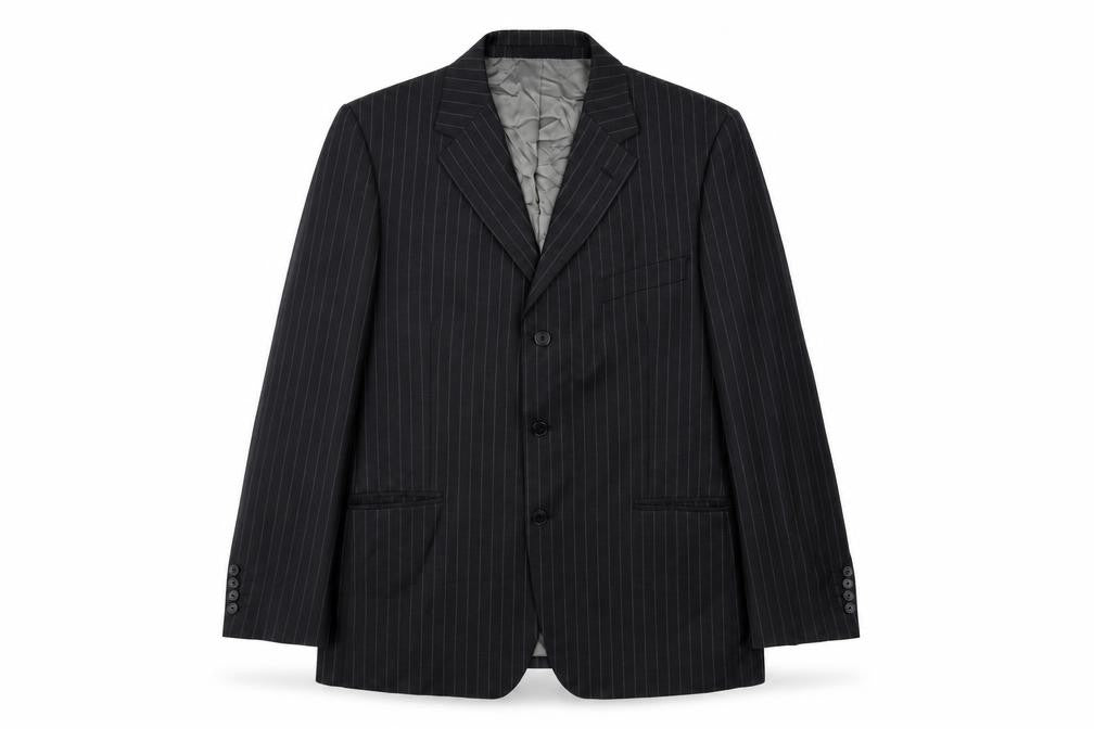 Marks & Spencer Mens Green Striped Wool Jacket Suit Jacket Size 44 Regular