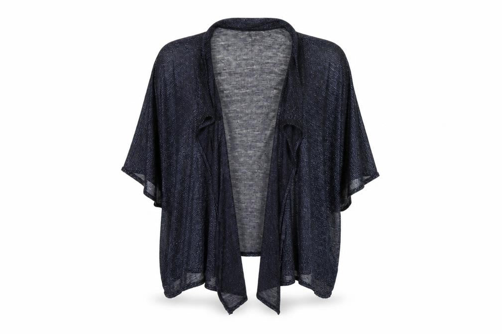 Debut Womens Black Acrylic Kimono Blouse One Size V-Neck - Glitter detail
