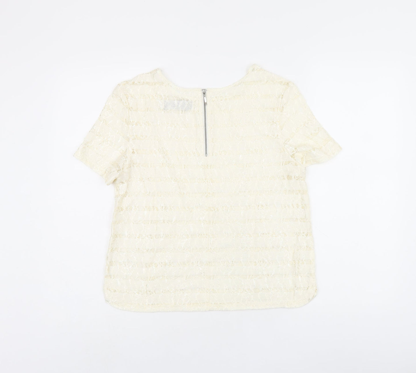 Dorothy Perkins Womens Beige Polyester Basic T-Shirt Size 12 Boat Neck