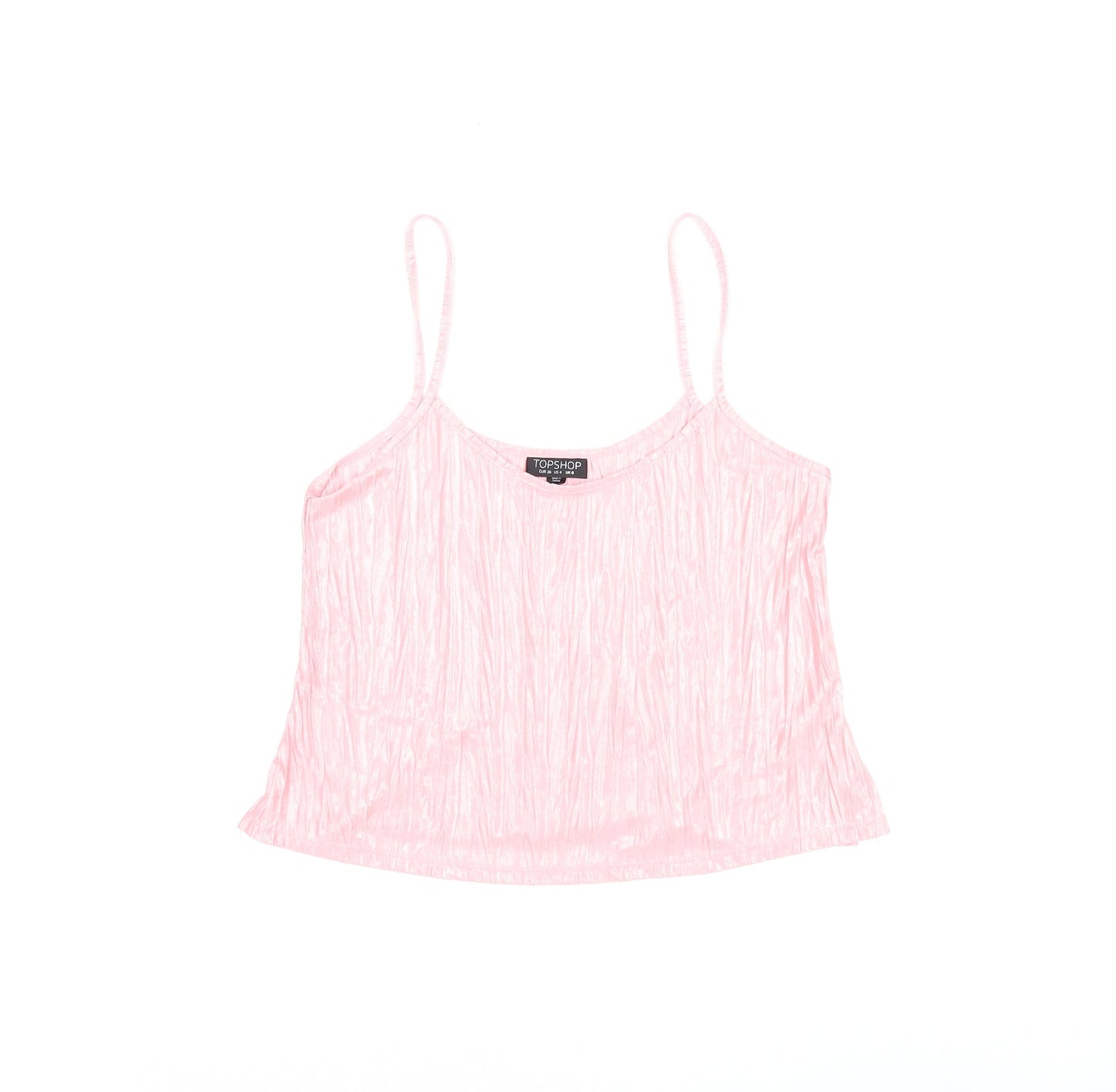 Topshop Womens Pink Polyester Camisole T-Shirt Size 8 Scoop Neck
