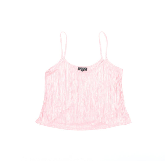 Topshop Womens Pink Polyester Camisole T-Shirt Size 8 Scoop Neck