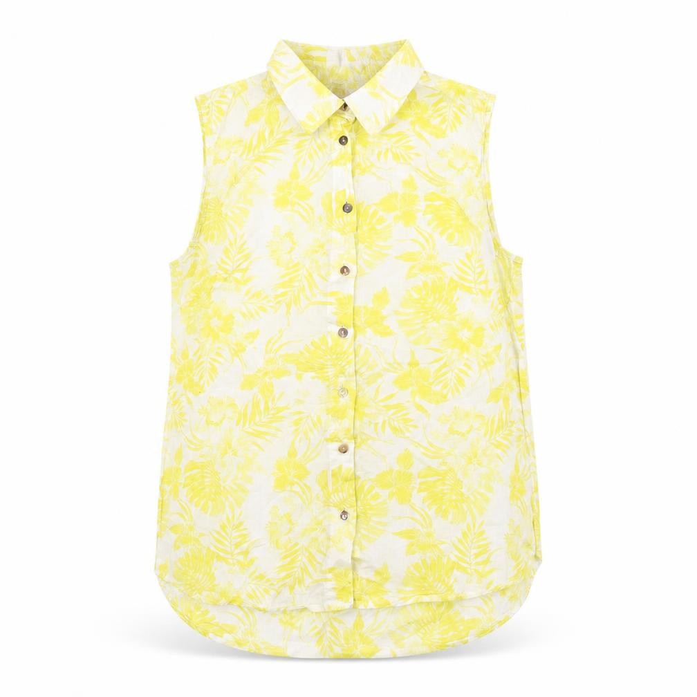 H&M Womens White Floral Polyester Jersey Button-Up Size 6 Collared