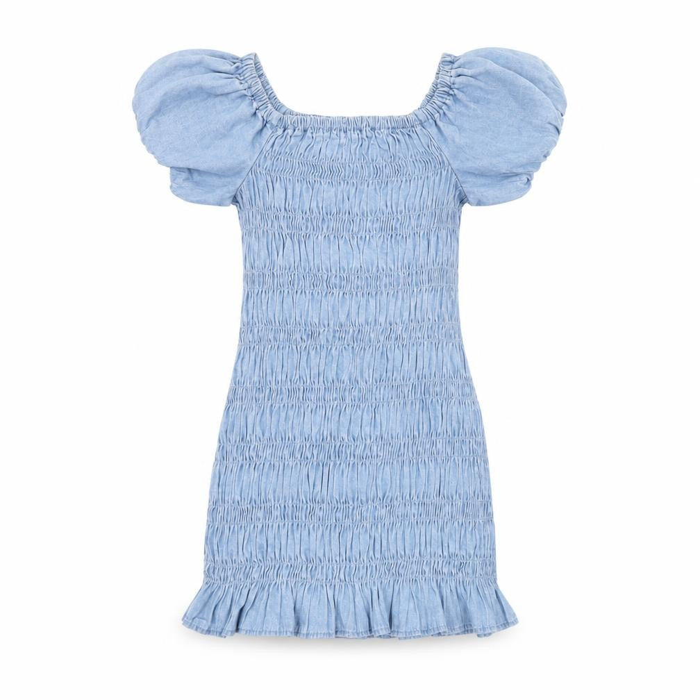 Candy Couture Girls Blue Cotton Mini Size 9 Years Off the Shoulder Pullover