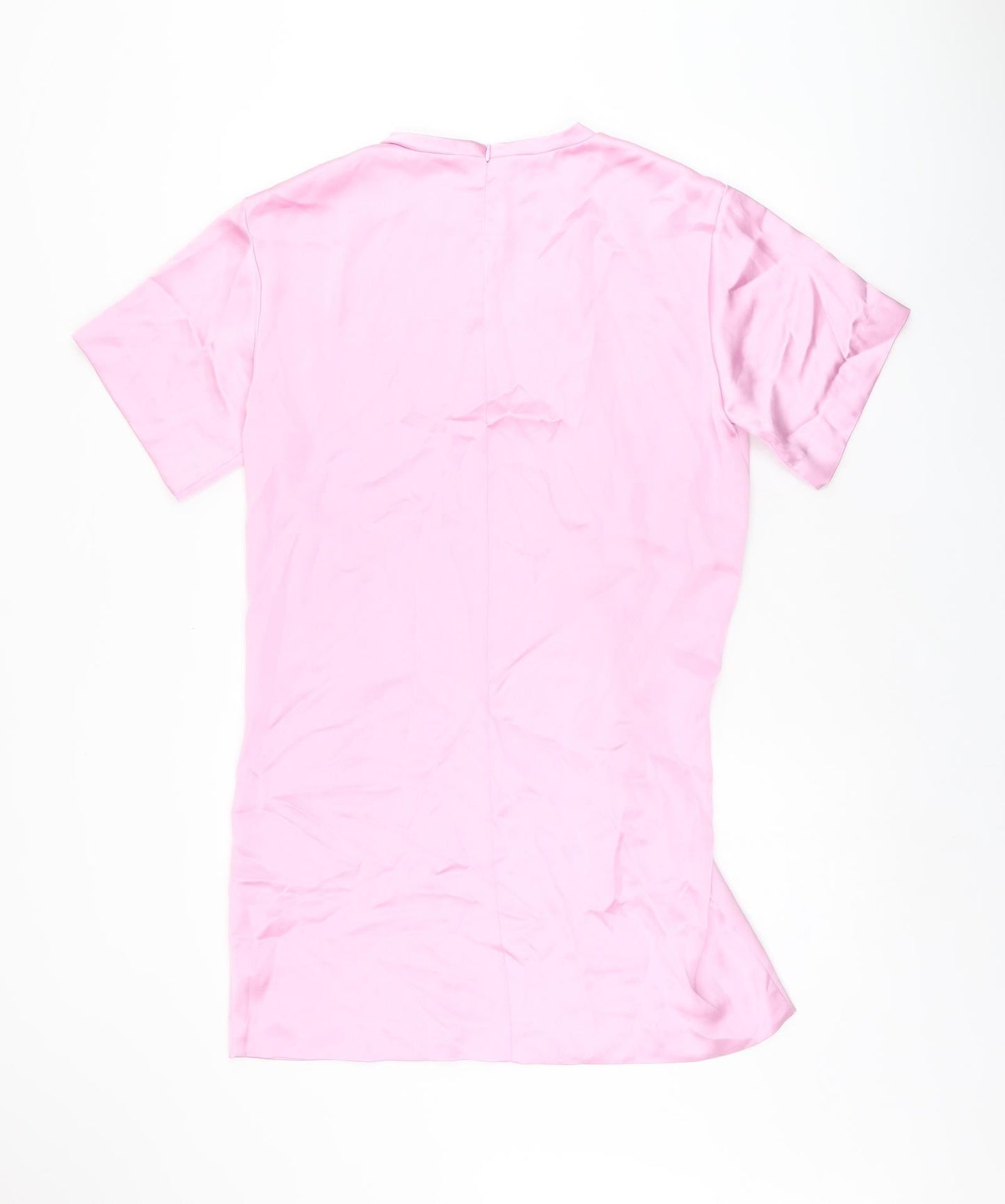 Zara Womens Pink Polyester Shift Size L Round Neck Zip