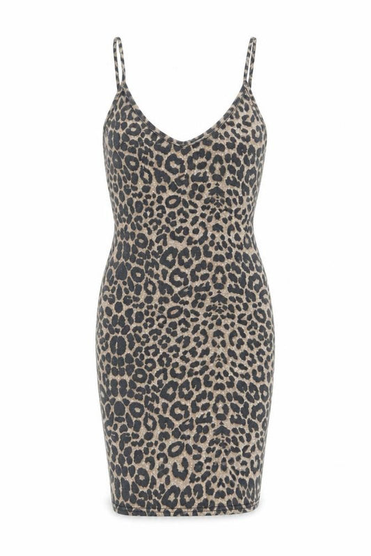 PRETTYLITTLETHING Womens Brown Animal Print Polyester Bodycon Size 8 V-Neck Pullover