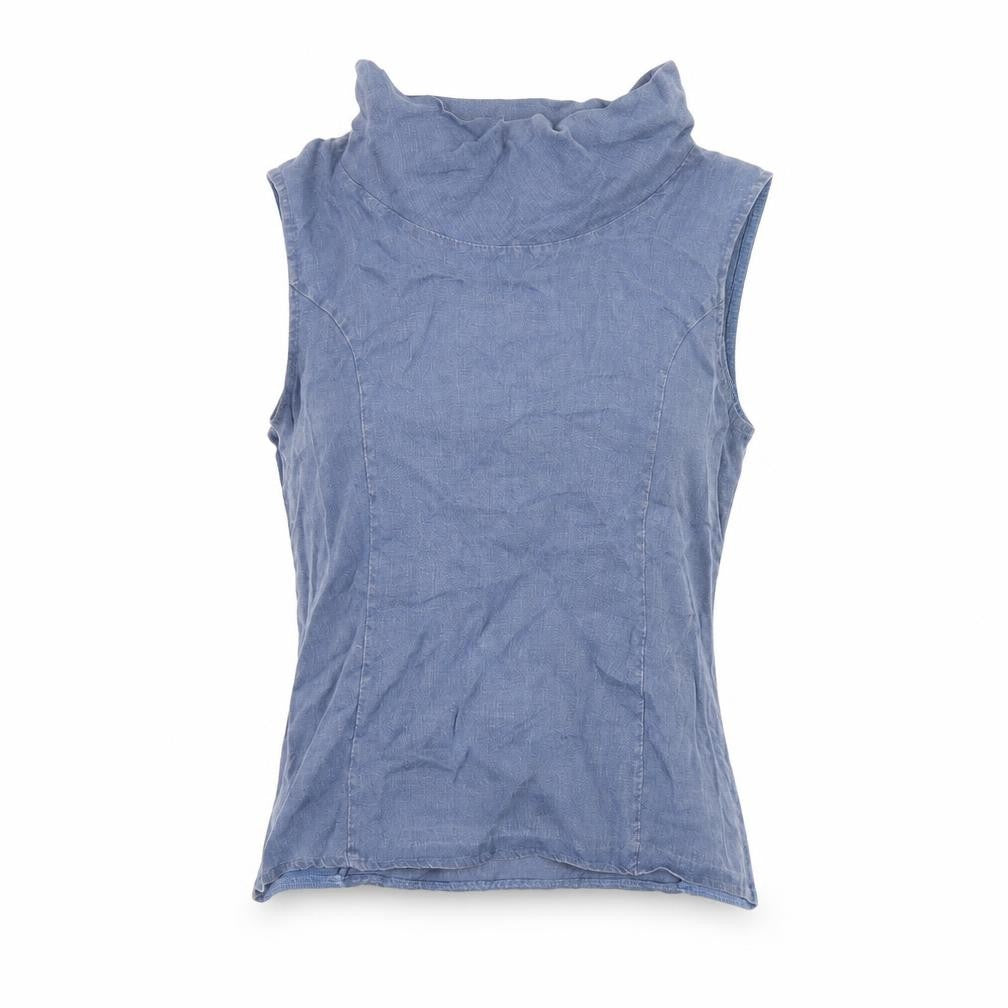 Blu Orchid Womens Blue Polyester Basic T-Shirt Size S High Neck