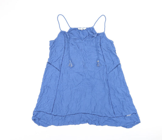 Debenhams Womens Blue Viscose Jersey T-Shirt Size 12 V-Neck