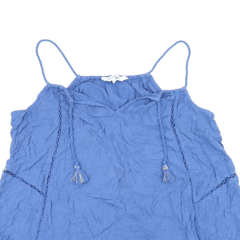 Debenhams Womens Blue Viscose Jersey T-Shirt Size 12 V-Neck