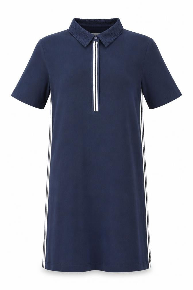 Just White Womens Blue Polyester Shift Size 14 Collared Button - Ribbed fabric