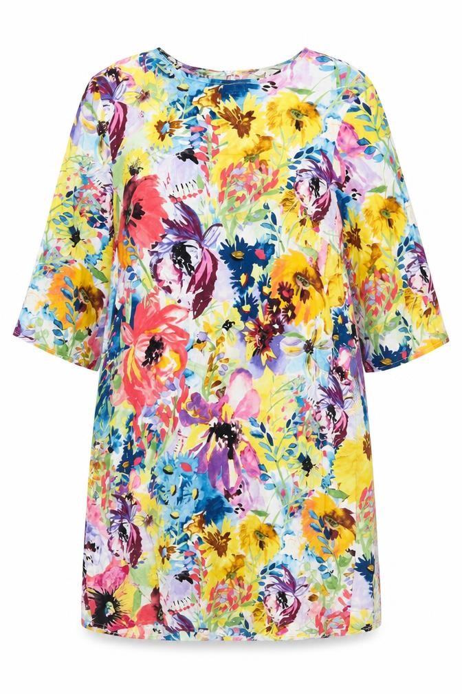 H&M Womens Multicoloured Floral Viscose Shift Size 10 Boat Neck Pullover