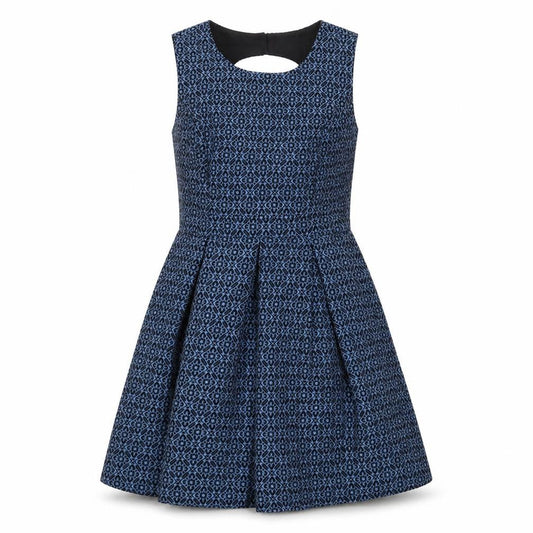 Forever 21 Womens Blue Geometric Cotton Fit & Flare Size M Scoop Neck Zip