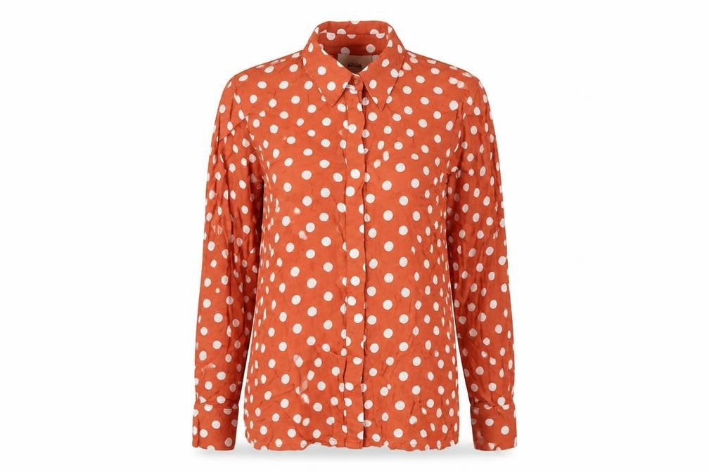 ASOS Womens Orange Polka Dot Viscose Basic Button-Up Size 6 Collared