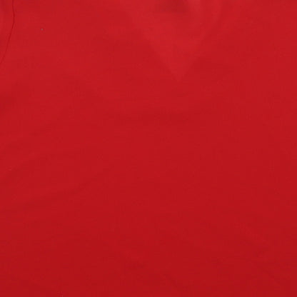 ID Collection Womens Red Polyester Basic Blouse Size 12 V-Neck