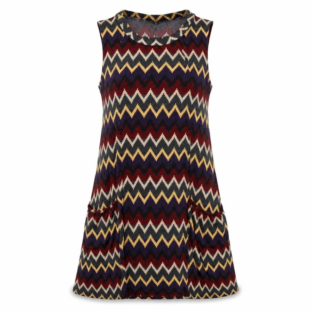 Izabel London Womens Multicoloured Chevron Polyester A-Line Size 8 Round Neck Pullover