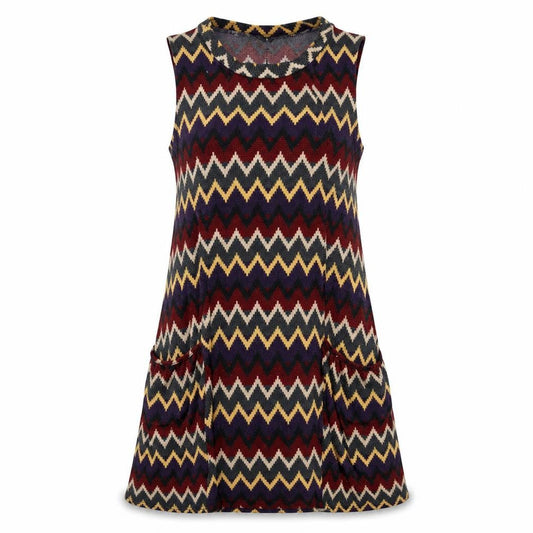 Izabel London Womens Multicoloured Chevron Polyester A-Line Size 8 Round Neck Pullover